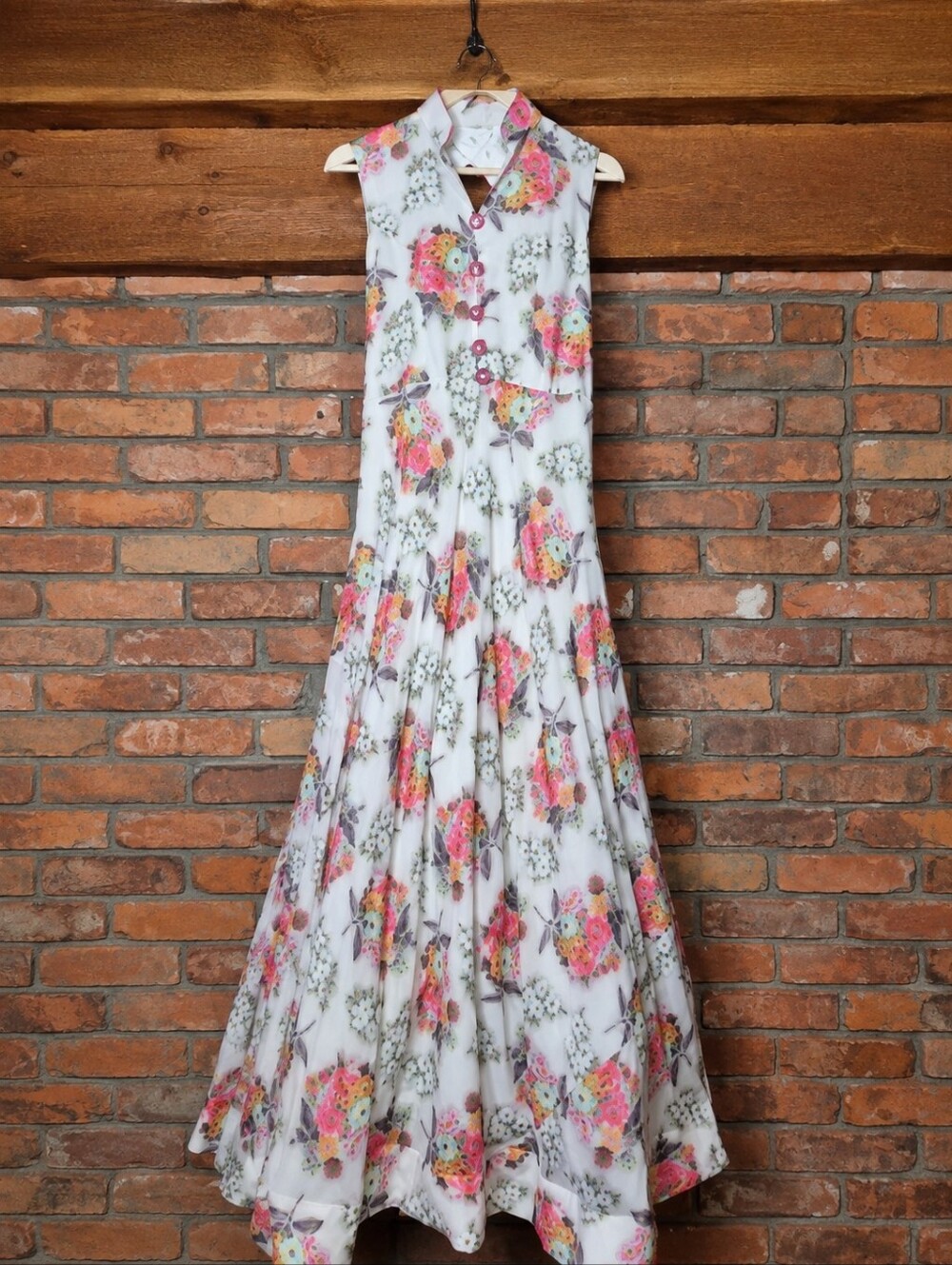 STUNNING OOAK Vintage Handmade Floral Maxi Dress Romantic Cottagecore Formal